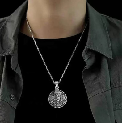m a enterprises Men's Silver Chain with Hanuman Pendant Stainless Steel Metal Pendant