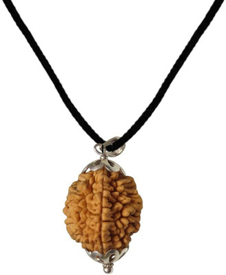 Fine Creation 2 Mukhi Rudraksha, 2 Faced Rudraksha, 2 mukhi rudraksha Nepali Silver Wood Pendant