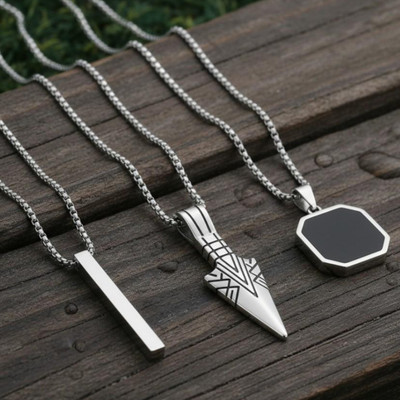 kazare arrow locket | black locket for men | men chain | lockets for men | boys locket Rhodium Alloy Pendant Set