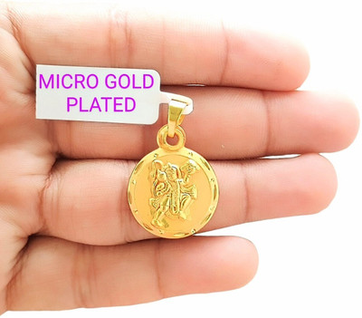 SAPNAPALACE HANUMAN JI COIN STYLE ROUND SHAPED DESIGNER PENDANT WITH MICRO GOLD PLATED Gold-plated Brass Locket