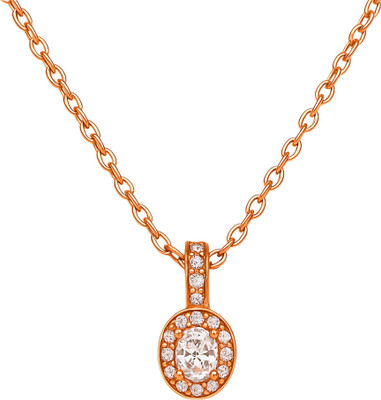GEMSLAY Stylish Oval Pendant Chain for Daily Wear & party wear necklace for women Rhodium Cubic Zirconia Brass Pendant