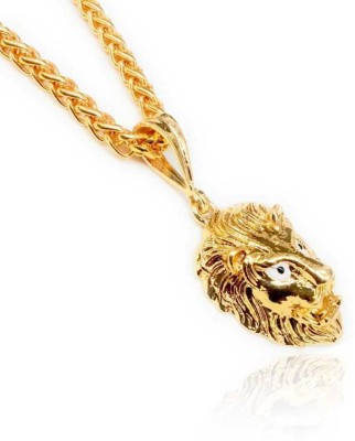 Aviate Lion Singal & JAYPURI chain Gold-plated Diamond Alloy Pendant Set