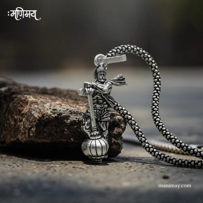 Divine rudras silver plated religious lord Hanuman bajrangbali Bala ji locket with boxer Sterling Silver Stainless Steel Pendant