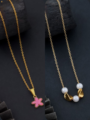 Dressberry Elegant Pack of 2 Necklace Chains – Must-Have Collection Gold-plated Brass Pendant Set