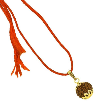 Fine Creation 7 Mukhi Rudraksha Pendant Wood Pendant Gold-plated Wood Pendant
