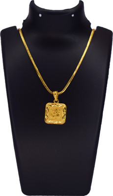 Ansh Enterpris Sacred Gold Platted Om Pendant: A Symbol of Light and Life Gold-plated Crystal Brass Pendant