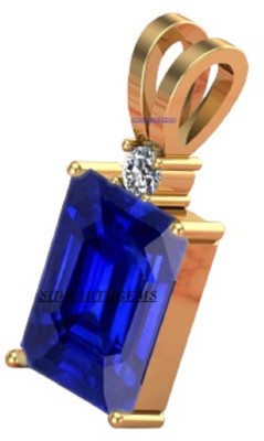 KUSHMIWAL GEMS 7.25 Ratti Certified Blue Sapphire Pendant Locket Neelam Stone Silver Plated Gold-plated Sapphire Brass Pendant