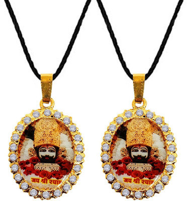 house of common 2 Pcs Jai Shree Baba Khatu Shyam/Barbarika Ji Locket Pendant Necklace Dori Gold-plated Alloy Pendant Set