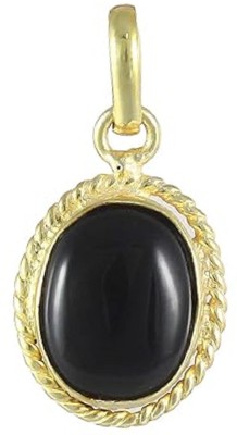 barmunda gems 6.25 Ratti Natural Sulemani Black Hakik Gemstone Pendant for Women's and Men's Agate Brass