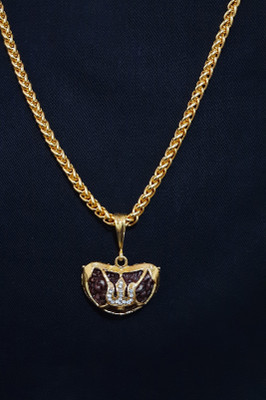 preetkala Shiv Trishul Locket KAJU & JAYPURI chain Gold-plated Diamond Alloy Pendant Set