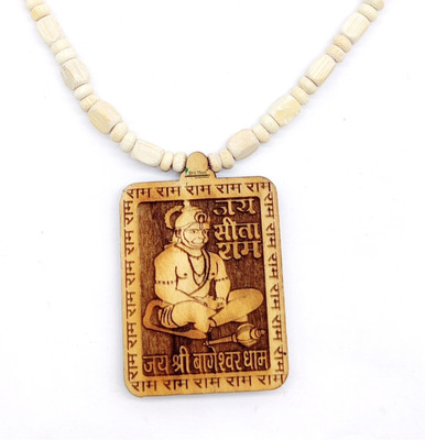 BRIJ HAAT Wooden Hanuman ji sita ram jay shree bageshwar dham Locket With Wood Kanthi Mala Wood Pendant