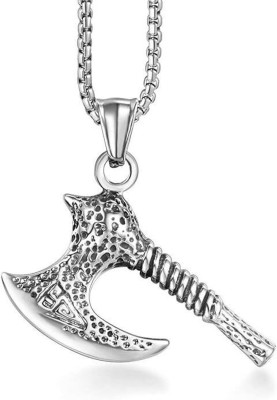 house of common Viking Battle Axe Pendant for Men & Women Pendant, Partywear/Dailywear Locket Silver Stainless Steel Pendant