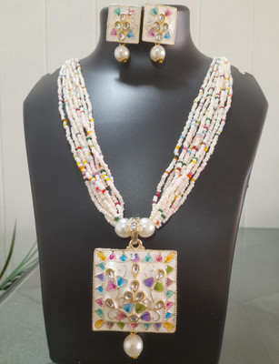 PANJARAT Alloy Enamel White Jewellery Set(Pack of 3)