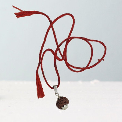 HAPPY CREATION 7 Mukhi Rudraksha Original Natural Nepali A1 Beads Seven Face Rudraksha Silver Wood Locket