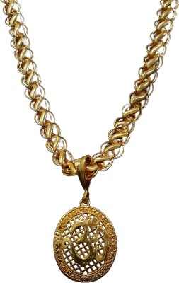 Vadally Pendant Chain For Men OM Golden Round Jali & Koyali chain Gold-plated Alloy Pendant Set