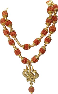Shiv Aastha 5 Mukhi Rudraksha Mala with Mahadev Trishul Pendant Beads Alloy, Brass, Wood, Metal Pendant
