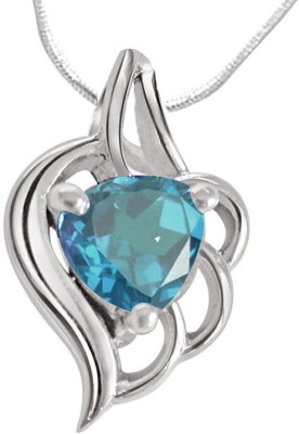 Surat Diamond Blue Topaz & Sterling Silver Pendant Necklace with 18-inch Silver Finished Chain Sterling Silver Topaz Sterling Silver Pendant