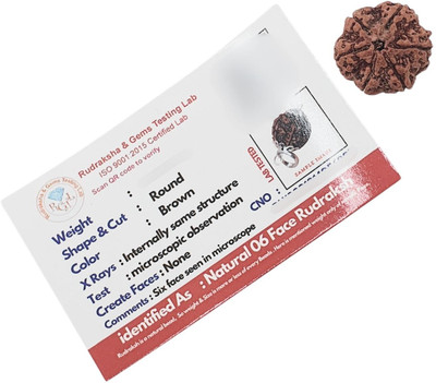 Kuttumb Gems & Jewels 6 Mukhi Rudraksha Original Nepali / Six Face Rudraksha Beads Wood Pendant Set