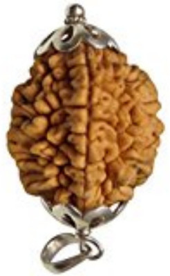 HAPPY CREATION Natural 2 Mukhi Two Face Rudraksha Silver Pendant Do Mukhi Orignal Pendant Silk Dori Pendant