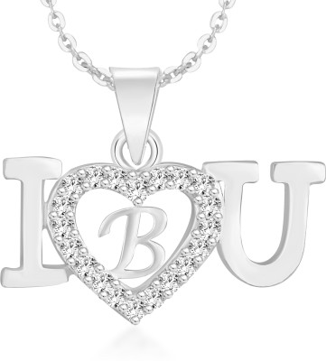 MK Jewels Beautiful Heart Design Pendant for Women Silver Diamond Alloy Pendant