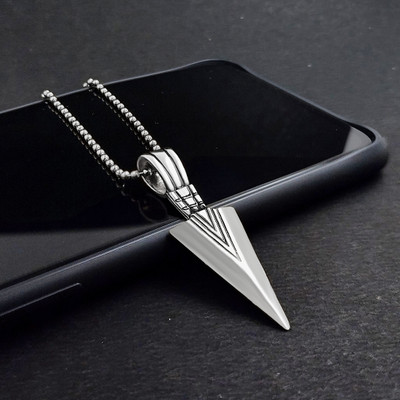 Teeragaj Men's Stainless Steel Arrowhead Pendant Necklace: A Symbol of Strength and Style Rhodium Stainless Steel Locket Set
