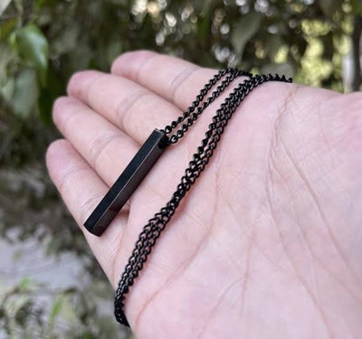 Whitechimes Bar shaped Gold Plated Fashion pendant Black Silver Alloy Locket Set