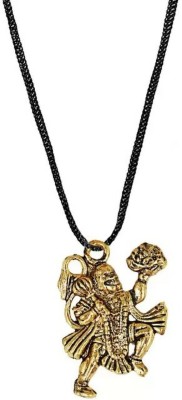 Jagsun Hanuman Spiritual Black Cotton Rope for Health, Wealth, Prosperity & Success Gold-plated Stainless Steel, Metal, Alloy Locket