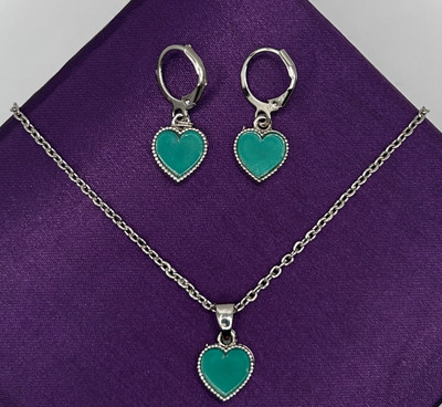 MAYA IMPEX Fancy heart chain pendal set Silver Crystal Alloy Pendant Set