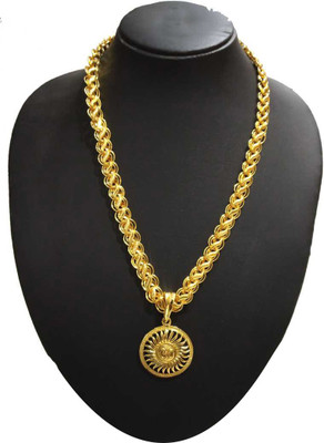 Aviate OM ROUND GOLDEN & koyali chain Gold-plated Diamond Alloy Pendant Set