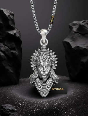 Shukan Hanuman Pendant for Men and Women, Evil Protector Hanuman Ji With Gada Locket Silver Stainless Steel Locket