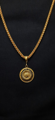 JIYANSHI ENTERPRISE Om Round Golden & Jaypuri Chain Gold-plated Diamond Alloy Pendant Set