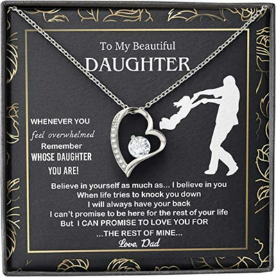 Rakva Father Dad Gifts, Beautiful Overwhelmed Remember Believe Promise Necklace Zircon Silver Pendant Set