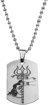 M Men Style Religious Lord Shiv Shankar Bholenath Trishul Damaru Pendant Necklace Chain Sterling Silver Stainless Steel Pendant