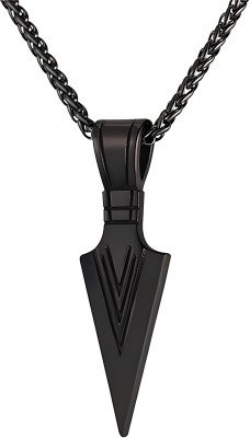 Karishma Kreations Mens Boys Cool Spearpoint Arrowhead Chain Necklace Gold-plated, Platinum, Titanium, Silver Cubic Zirconia, Crystal Stainless Steel, Alloy, Brass Pendant Set