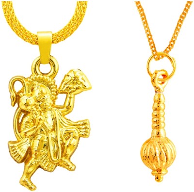 pompeo Lord Hanuman Gada Combo Gold-plated Alloy Pendant