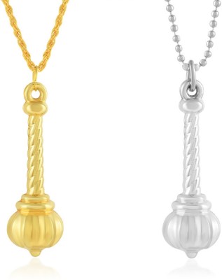 Dzinetrendz Brass Gold & Silver heavy Hanuman Gada chain pendant Combo Men Jewellery Silver, Gold-plated Brass Locket Set