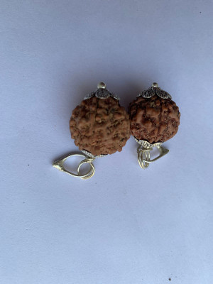 Rudraksham 5 Mukhi Nepali Rudraksha Pendant (Set Of 2) Silver Brass Pendant