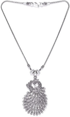 Foxiie Trends Oxidised Jewellery Peacock Pendant For Girls & Women Silver Brass Pendant
