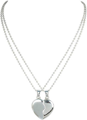 NEERAJYOTII Heart Stainless Steel Couple Pendant Necklace Set For Men & Women Stainless Steel Locket Set