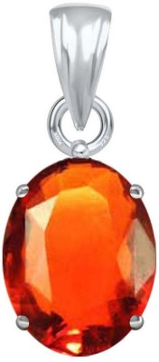 AQUAGEMS Hessonite (Gomed) 7.25 Ratti or 6.5 Ct Men & Woman Gemstone bis Hallmark 925 Sterling Silver Stone Pendant