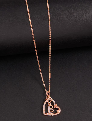 BOGHRA SALES B Letter Diamond Pendant Chain For Women,Girls Rhodium Diamond Alloy Pendant