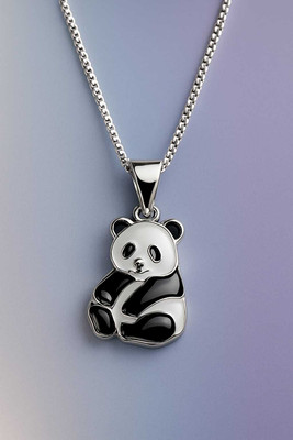 pas Unique panda pendant for women & girls Silver Cubic Zirconia, Crystal Alloy Pendant