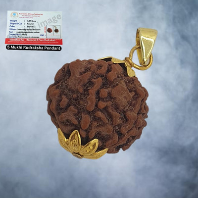 HAPPY CREATION 5 Mukhi Nepali Rudraksha Panch Mukha Five Face Mantra Siddha Rudraksh Gold-plated Beads Brass, Wood Pendant