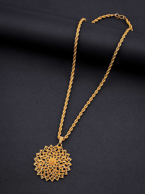 Divastri Gold Plated chian and pendant set Gold-plated Brass Pendant Set