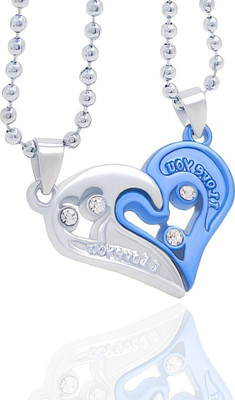 m a enterprises F 445_new_JSE-BLU HRT_331 Silver Stone Pendant Set
