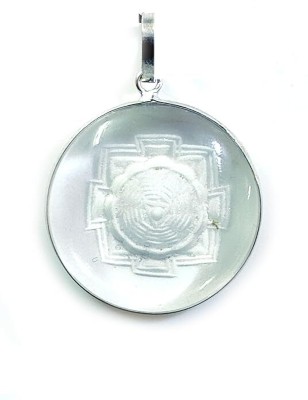 AIR9999 Natural Certified Crystal Quartz Shri Yantra Engraved Sphatik Crystal Crystal Pendant