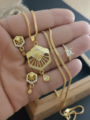 Bhagavati creation Brass Gold-plated Gold Jewellery Set(Pack of 1)