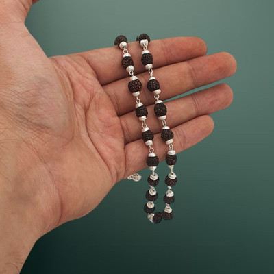 Fine Creation Shiv 5 Mukhi Rudraksha 5 Mukhi Rudraksha Mala, Boy's, Unisex, Unisex Silver Beads Brass, Alloy Pendant