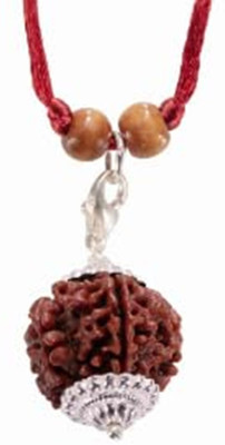 Madhavi Jewellery 5 Mukhi Rudraksha Five Face Rudraksha Original Nepali Bead With Metal Cap Wood Pendant
