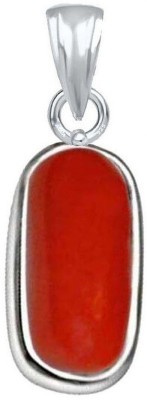 AQUAGEMS Coral (Moonga) 9.25 Ratti or 8.5 Ct Gemstone Men & Women bis Hallmark 925 Sterling Silver Stone Pendant